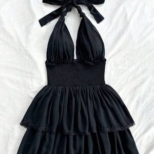 Elegant Black Halter Dress